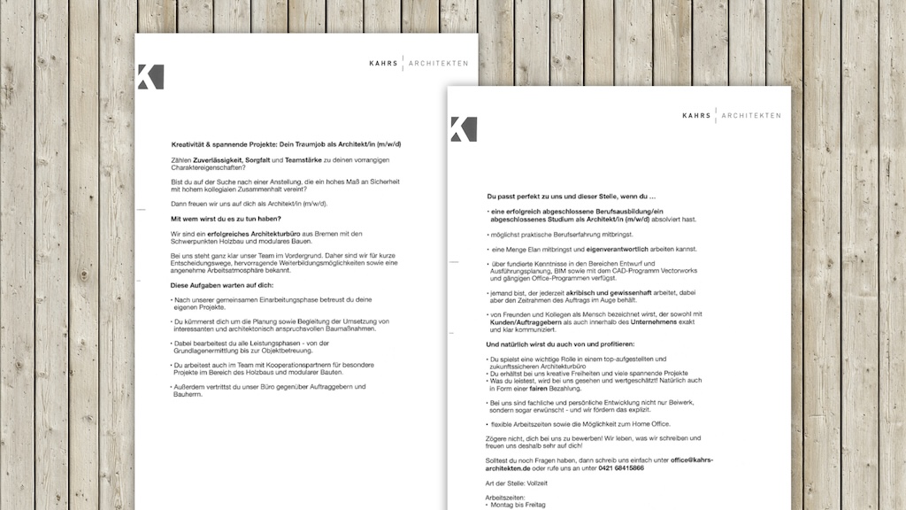 Stellenangebot: Architekt/in (m/w/d) in Bremen gesucht